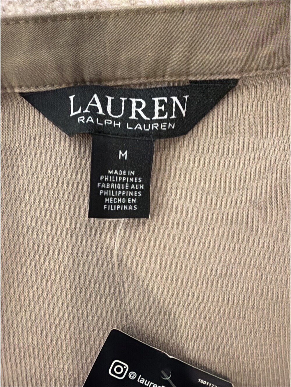 $165 Lauren Ralph Lauren Women's Belted Rib-Knit Puff-Sleeve Dress Tan Medium - Picture 7 of 15